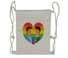 Smiling Men Gay Rainbow Flag Drawstring Backpack