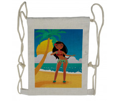 Hawaiian Woman Dancing Drawstring Backpack