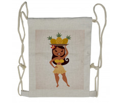 Tropical Girl Pineapples Drawstring Backpack