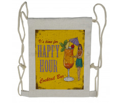 It is Time for Happy Hour Drawstring Backpack