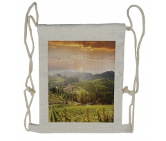 Rural Fields Rising Sun Drawstring Backpack