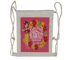 Luau Party Aloha Paradise Drawstring Backpack