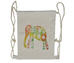 Elephant Daisy Flower Drawstring Backpack