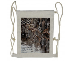 Zebra Wildebeest Herd Drawstring Backpack