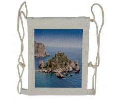 Taormina Beach Rocky Island Drawstring Backpack