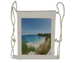 Panoramic Sandy Coastline Drawstring Backpack