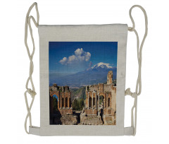 Greek Roman Ruins Landscape Drawstring Backpack