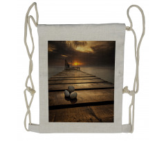 Black Sea at Dusk Pier Drawstring Backpack