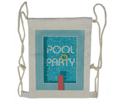 Retro Art Swimming Pool Drawstring Backpack