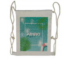 Tropical Summer Square Drawstring Backpack