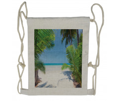 Palm Leaf Tropical Beach Drawstring Backpack