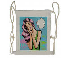 Girl Sleeping Retro Pop Art Drawstring Backpack