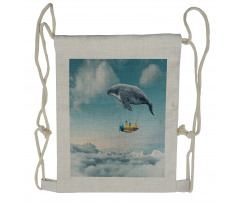 Dreamy View Whale Clouds Drawstring Backpack