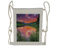 Sunset Reflection River Drawstring Backpack