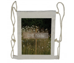 Sign Pole Among Field Drawstring Backpack