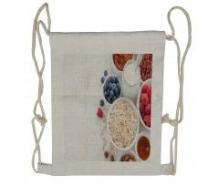 Porridge Milk and Fruits Drawstring Backpack