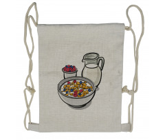 Healthy Breakfast Cartoon Drawstring Backpack