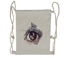 Woman Eye with a Butterfly Drawstring Backpack