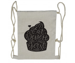 Monochrome Cupcake Doodle Drawstring Backpack