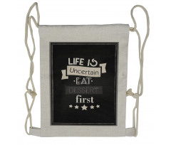 Life is Uncertain Food Themed Drawstring Backpack