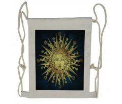 Sun with Antique Woman Face Drawstring Backpack