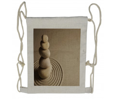 Balancing Stones on Sand Theme Drawstring Backpack