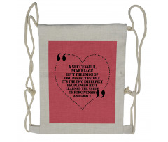 Typography in a Heart Drawstring Backpack