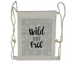 Wild and Free Typography Drawstring Backpack