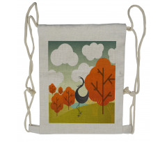 Abstract Bird Trees and Cloud Drawstring Backpack