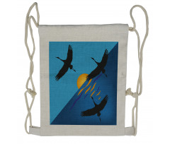 Flying Bird at Horizon Sunset Drawstring Backpack