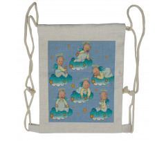 Babies on Clouds in Cartoon Drawstring Backpack