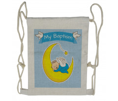 Baby Sleeps on the Moon Drawstring Backpack