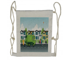 Truck on Road and Men Drawstring Backpack