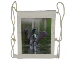 Image of Common Loon on Water Drawstring Backpack