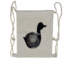 Doodle Drawn Bird with Motifs Drawstring Backpack