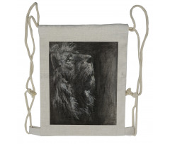 Hand Drawn View of Lion Drawstring Backpack