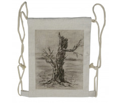 Monochrome Tree Drawing Drawstring Backpack