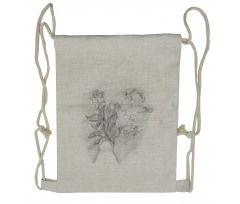 Pencil Drawing of Roses Drawstring Backpack