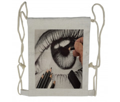 Hand Makingn Eye Sketch Drawstring Backpack