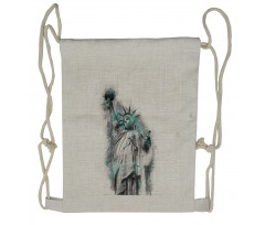 Lady Liberty Geometric Art Drawstring Backpack