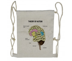 Human Brain with Parts Names Drawstring Backpack