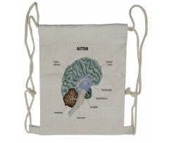 Human Brain with Parts Named Drawstring Backpack