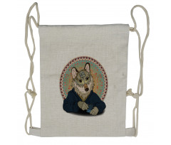 Bohemian Wolf Drawstring Backpack