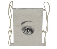 Ladies Eye in Pencil Sketch Drawstring Backpack