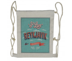 I Love Reykjavik Vintage Drawstring Backpack