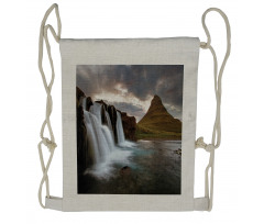 Cloudy Waterfall Volcanic Drawstring Backpack