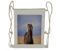 Close up Horse Silhouette Drawstring Backpack