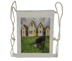 Antique Turf Viking Houses Drawstring Backpack