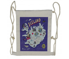 Doodle Icelandic Map Drawstring Backpack