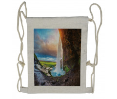 Seljalandsfoss Waterfall Drawstring Backpack